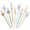 Safari Baby Shower Decorations, 40PCS Jungle Animal Pattern Paper Straws for Jungle Animals Forest Birthday Party Decor, Gender Reveal Party Decorations, Baby Shower Party Supplies view 1