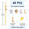 Safari Baby Shower Decorations, 40PCS Jungle Animal Pattern Paper Straws for Jungle Animals Forest Birthday Party Decor, Gender Reveal Party Decorations, Baby Shower Party Supplies view 2