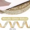 Hiswan Matte Gold Metallic Glitter Ribbon for Gift Wrapping 3/8in x 10Yds view 3