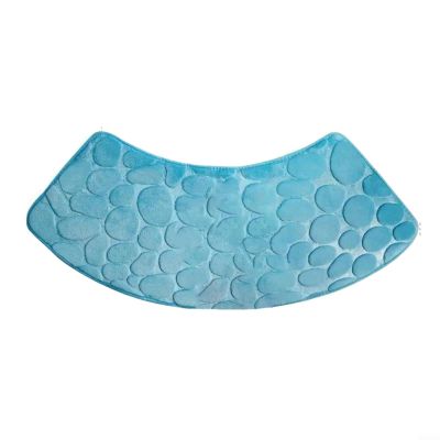 Sileduove Bathroom Rugs,Kitchen Mat for Floor Curved Shower Mat Non Slip Washable Bathroom Mat with Slip Resistant+Soft Absorbent Texture for Shower, Tub, Kitchen Or Laundry Room(Blue)