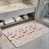 Colorful Floral Bath Stone Mat, Super Absorbent Diatomite Shower Mat, Spring Seasonal Botanical Wildflowers Quick Drying Non-Slip Stone Mats for Bathroom Kitchen Counter Easy to Clean 24"x36" view 2