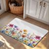 Qiaullityot Spring Botanical Blossom Bath Stone Mat, Super Absorbent Diatomite Shower Mat, Colorful Floral Quick Drying Non-Slip Stone Mats for Bathroom Kitchen Counter Easy to Clean 24"x36" view 3