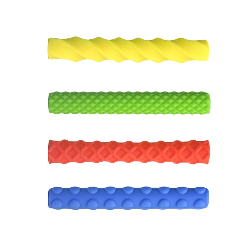 of 4 Antislip Silicone Pen Grips with Textured Surfaces for Enhances Stability and Comfort in School or Use Pen Grip Sleeves