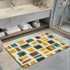 Yellow Teal Black Geometric Bath Stone Mat, Super Absorbent Diatomite Shower Mat, Modern Polygonal Abstract Art Quick Drying Non-Slip Stone Mats for Bathroom Kitchen Counter Easy to Clean 16"x24" view 2