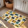 Yellow Teal Black Geometric Bath Stone Mat, Super Absorbent Diatomite Shower Mat, Modern Polygonal Abstract Art Quick Drying Non-Slip Stone Mats for Bathroom Kitchen Counter Easy to Clean 16"x24" view 3