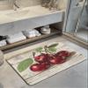 Qiaullityot Retro Red Cherry Bath Stone Mat, Super Absorbent Diatomite Shower Mat, Vintage Summer Botanical Wooden Quick Drying Non-Slip Stone Mats for Bathroom Kitchen Counter Easy to Clean 18"x30" view 2