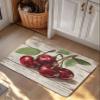 Qiaullityot Retro Red Cherry Bath Stone Mat, Super Absorbent Diatomite Shower Mat, Vintage Summer Botanical Wooden Quick Drying Non-Slip Stone Mats for Bathroom Kitchen Counter Easy to Clean 18"x30" view 3