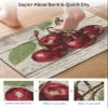Qiaullityot Retro Red Cherry Bath Stone Mat, Super Absorbent Diatomite Shower Mat, Vintage Summer Botanical Wooden Quick Drying Non-Slip Stone Mats for Bathroom Kitchen Counter Easy to Clean 18"x30" view 4