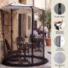 Yahenda 9ft Half Patio Umbrella Mosquito Net Enclosure with Zipper Door, Heavy-Duty Outdoor Bug Screen with Adjustable Drawstring & Weighted Base for Backyard, Balcony, Terrace Living, Camping view 3
