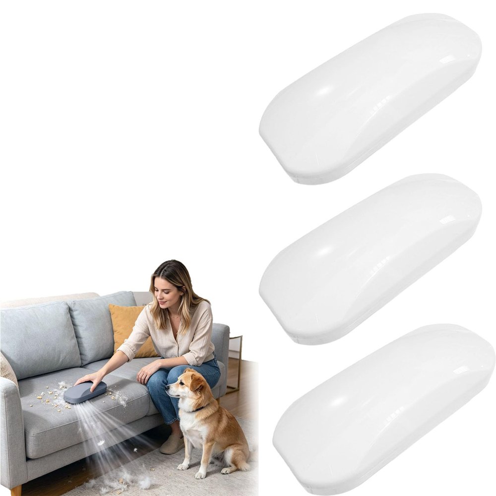 Portable Pet Hair & Crumb Remover Brush, Reusable Manual Rolling Sweeper with Built-in Dustbin, Handheld Lint Roller Alternative for Couch, Car Seats, Bed Sheets & Clothes (White-3 pcs)