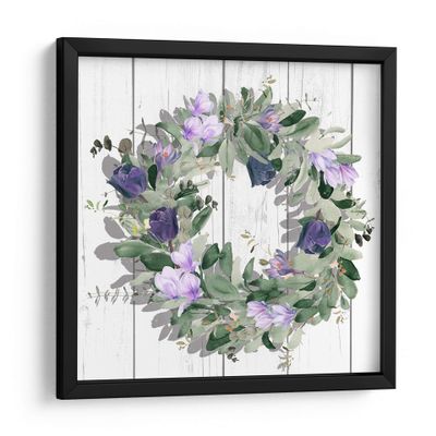 Canvas Lab | Purple Tulip Wreath II by Jennifer Paxton Parker | 19 x 19 in | Fine Art Framed Print, Frame Color: Black | Botanical, Floral, Nature | Wall Decor for Bedroom, Living Room or Office