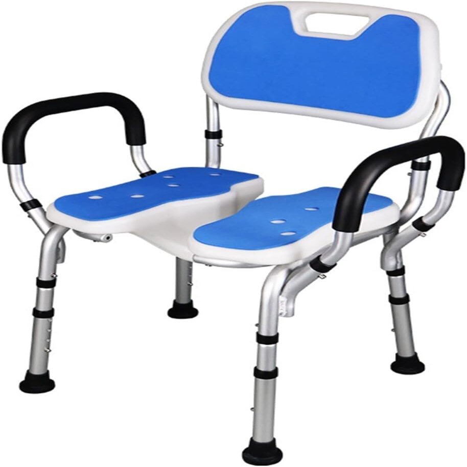 Shower Chair with Removable Arms and Back,U-Shaped Shower Stools for The Elderly Disabled,4 Height Adjustable Anti-Slip Bathtub Chair with Cushion