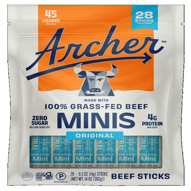 Archer Mini GrassFed Beef Sticks, 0.5oz/Stick, 28 Sticks
