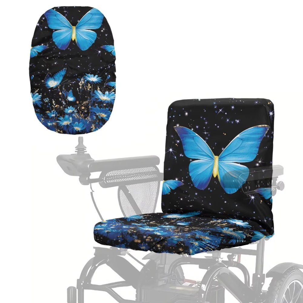 Guevoxuh Butterfly Daisy Star Print Electric Wheelchair Seat Cover Anti Dust Power Chair Seat Cover Scratch Resistant Wheelchair Protector Accessories
