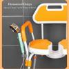Shower Chair with Arms, Folding Design, 350 LB Capacity, 5-Level Adjustable Non-Slip Feet, Cutout for Personal Hygiene - Ideal for Seniors, Disabled, and Pregnant Users view 3