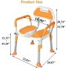 Shower Chair with Arms, Folding Design, 350 LB Capacity, 5-Level Adjustable Non-Slip Feet, Cutout for Personal Hygiene - Ideal for Seniors, Disabled, and Pregnant Users view 4