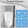 Corner Ceramic Urinal, Wall Mounted Men's Urinal, Space-Saving Integrated Male Toilet, Washout Urinal, for Commercial and Home Bathroom(White) view 3