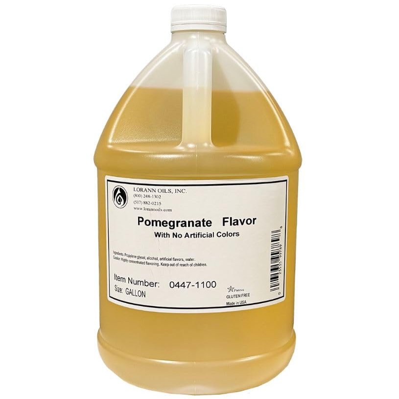 Lorann Oils Super Strength Pomegranate Flavoring, Bold Tart and Sweet, Perfect for Bakery and Culinary Applications, 1 Gallon, Ideal for Sauces and Dressings, USA Made