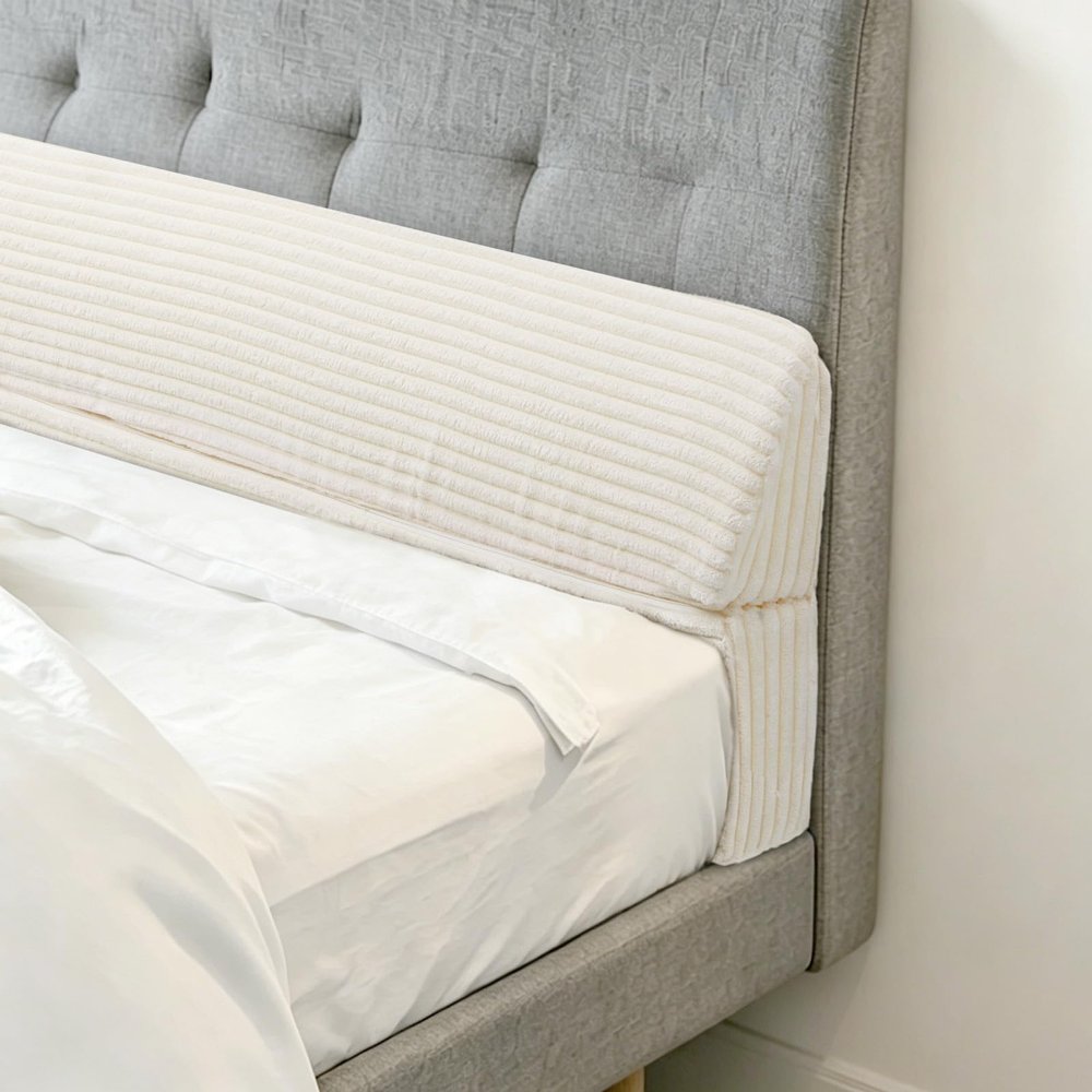 Yueyocici Wedge Shaped Pillow headboard Suitable for Bed Seams, Foldable Bed Wedge Pillow, Bed Gap Filler King Size Fill The Gap (0-12"), Mattress Gap Filler Long Pillow Between Headboard(Beige, 76")