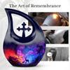 JAGLASH Deer Teardrop Cremation Urns for Adult Ashes Women & Man Set of 1 Large & 4 Keepsake, Blue Memorial Urns for Adult Male - Drop Urn for Human Ashes - Landscape Funeral Urn - 10 & 3 Inch view 3