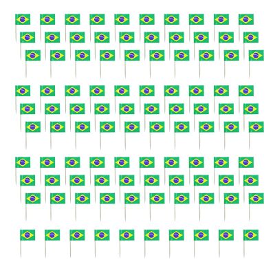 100Pcs National Flag Toothpicks Cupcake Picks Decoration for Display Desserts Snacks Food and Football Themed Parties Party Decoration Toothpicks