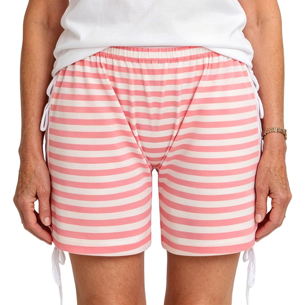 Oyolan Incontinence Panty for Men Women High Waist Oversize Waterproof Boxer Shorts Special Needs Clothing Striped Pink XX-Large