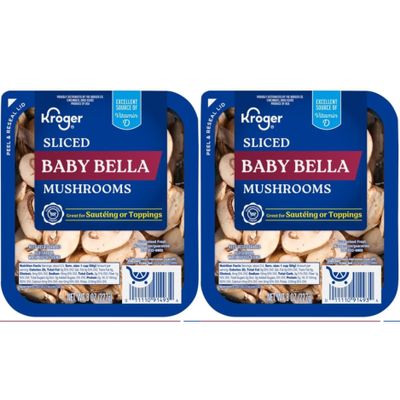 Sliced Baby Bella Mushrooms, 8 oz, Pack of 2, Fresh Pre-Cut Cremini, Ready to Use, for Cooking, Pizza, Pasta & Salads