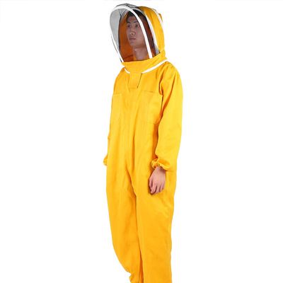 Beekeeping Suit Durable Protective Clothes for Beekeeper Smock,Mesh Veil, Effective Bee Sting Protection, for Beekeeping Activities, Polyester Cotton Orange Yellow Size L (XL)