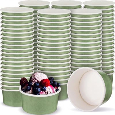 Maxdot 120pcs 4oz Dessert Cups, Disposable Ice Cream Cups, Paper Frozen Yogurt Bowls, for Hot and Cold Foods, Suitable for Gelato or Mousse