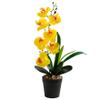 UWEOTYYY 17 Inch Orchid in Pot, Realistic Yellow Faux Orchid with 7 Flower Heads & 4 Leaves, Real Touch Decorative Silk Flowers for Home Office Wedding, Phalaenopsis view 2