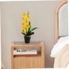 UWEOTYYY 17 Inch Orchid in Pot, Realistic Yellow Faux Orchid with 7 Flower Heads & 4 Leaves, Real Touch Decorative Silk Flowers for Home Office Wedding, Phalaenopsis view 4