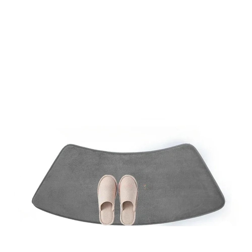 Curved Shower Mat Curved Bath Floor Mat Bathroom Solid Soft Carpet Non-Slip Shower Rug Quick Dry Absorbent Foot Toilet(Grey,40x75cm 1PC)