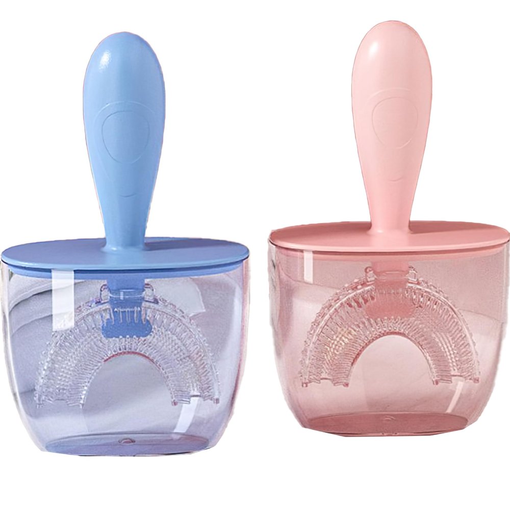 U-Shaped Toddler Toothbrush, 360 Whole Mouth Kids Manual Toothbrush with Soft Silicone Brush Head for Baby Oral Care (B-1(2-6))