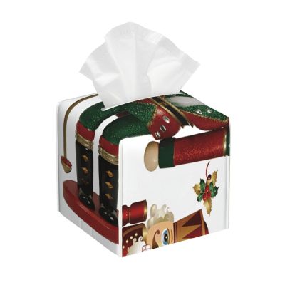Cute and Cool Nutcracker Square Leather Tissue Box Cover - Premium Decorative Organizer with Non-Slip Base for Bathroom Vanity, Nightstand & Countertop