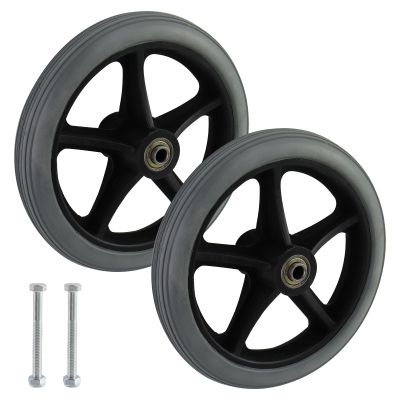 Risbay 7 Inch Rubber Wheelchair Replacement Front Wheels,Universal Hard Rubber Walker Wheels Replacement,Anti-Slip Cast Roller Wheel for Most Floors,Grey,2Pcs