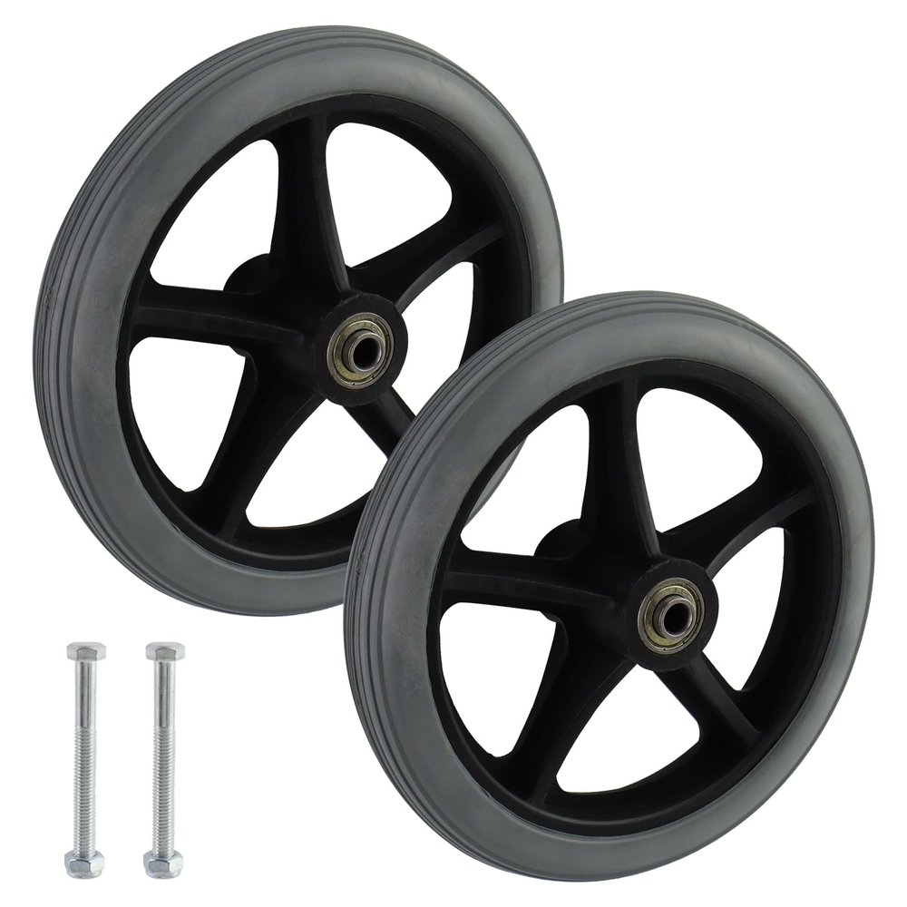 Risbay 7 Inch Rubber Wheelchair Replacement Front Wheels,Universal Hard Rubber Walker Wheels Replacement,Anti-Slip Cast Roller Wheel for Most Floors,Grey,2Pcs