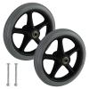 Risbay 7 Inch Rubber Wheelchair Replacement Front Wheels,Universal Hard Rubber Walker Wheels Replacement,Anti-Slip Cast Roller Wheel for Most Floors,Grey,2Pcs view 1