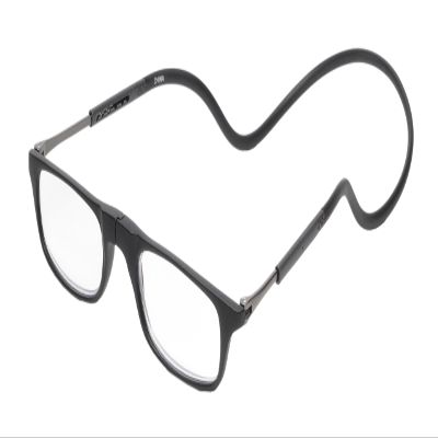 Calabria Unisex Snap Magnetic Blue Light Blocking Reading Glasses with Clear Lenses Matte Black Frame | Pull Apart Magnetic Bridge | Neck Hanging Headband Eyewear | Magnification 4.00x