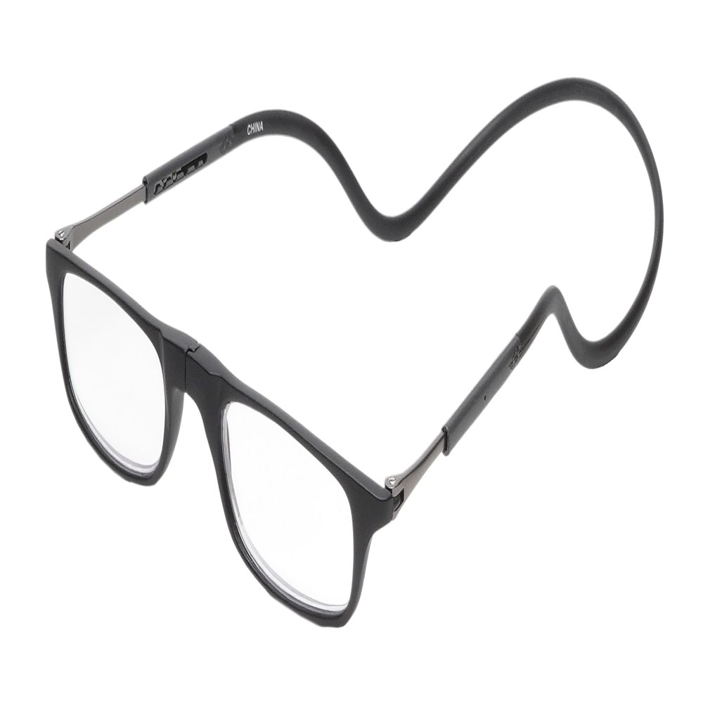 Calabria Unisex Snap Magnetic Blue Light Blocking Reading Glasses with Clear Lenses Matte Black Frame | Pull Apart Magnetic Bridge | Neck Hanging Headband Eyewear | Magnification 4.00x