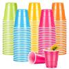 Pineburg 2oz Plastic Shot Cups - 100 Pack Neon Colors (Pink, Green, Orange, Yellow, Blue) - Glow Party Cups for Blacklight Party, Rave, Nightclub, Birthday, Jello Shots, Tasting, Neon Theme view 1