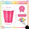 Pineburg 2oz Plastic Shot Cups - 100 Pack Neon Colors (Pink, Green, Orange, Yellow, Blue) - Glow Party Cups for Blacklight Party, Rave, Nightclub, Birthday, Jello Shots, Tasting, Neon Theme view 2