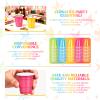 Pineburg 2oz Plastic Shot Cups - 100 Pack Neon Colors (Pink, Green, Orange, Yellow, Blue) - Glow Party Cups for Blacklight Party, Rave, Nightclub, Birthday, Jello Shots, Tasting, Neon Theme view 4