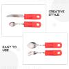 VINTORKY 4pcs Weighted Utensils for Hand Tremors - Travel Eating Utensils for Adults - Stainless Steel - Eat Independently - Silverware Set with Handle view 3