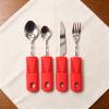 VINTORKY 4pcs Weighted Utensils for Hand Tremors - Travel Eating Utensils for Adults - Stainless Steel - Eat Independently - Silverware Set with Handle view 4