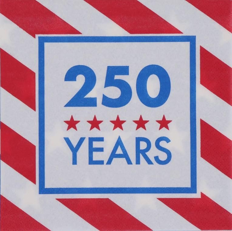 Fourth of July Patriotic American Flag Paper Lunch Napkins Disposable Party Supplies for 250th Anniversary (48)