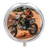 Limited Sport Motocross Round Pill Box for Organizer and Containers,Vitamin Case for Purse & Pocket Mini,Organizer Box- 3 Compartment to Hold Vitamins,Fish Oil and Supplements view 1