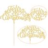 Gyufise 1Pcs Spanish Feliz Cumpleaos Cake Topper Glitter Happy Birthday Fiesta Cake Pick Feliz Cumpleaos Mexican Fiesta Birthday Cake Decoration Party Supplies Gold view 3