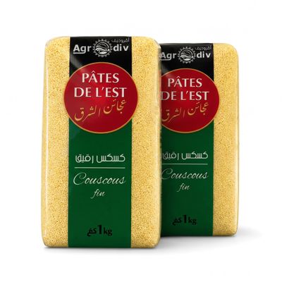 Premium Algerian Couscous pearls by Ptes de lEST - Traditional Durum Wheat Semolina couscouss, Vegan Mediterranean Grain, High in Fiber, Good Source of Energy, Authentic North African & Middle Eastern Pantry Essential, Halal (2 x Fin Couscous 1kg)