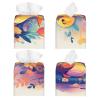 Pu Leather Cube Tissue Box Holders Modern Waterproof Square Tissue Box Cover Duck In Flowers Facial Paper Holder For Bathroom Kitchen Nightstand Office Home Decor view 2