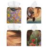 Pu Leather Cube Tissue Box Holders Modern Waterproof Square Tissue Box Cover Horse Flowers Facial Paper Holder For Bathroom Kitchen Nightstand Office Home Decor view 2